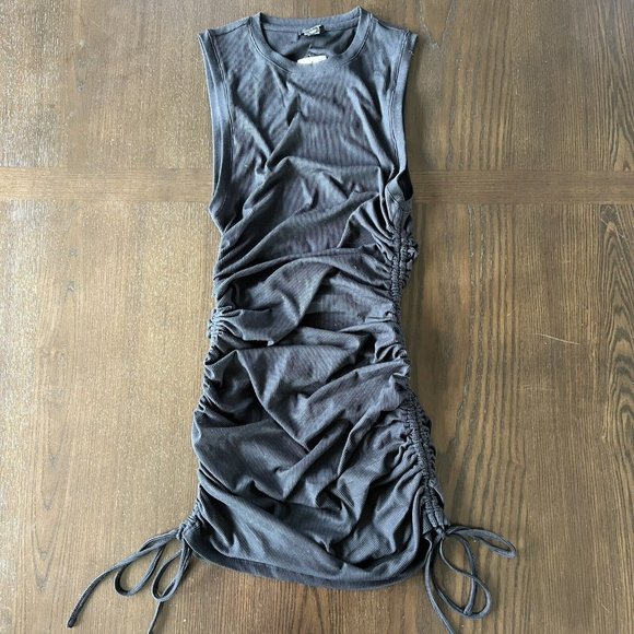 Bar III Sofia Richie Womens Bodycon‎ Dress Size Small Ribbed Ruched Black NWT - Picture 2 of 8